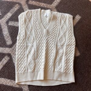 Frankie Shop white cable wool sweater vest OS
